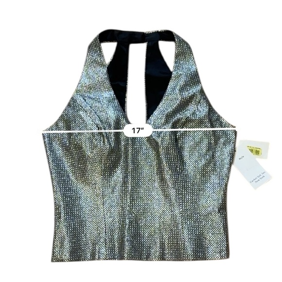 VTG Y2K Cachet Tailored Black Silver & Black Checkered Halter Top Size 6 NWT - Picture 10 of 12